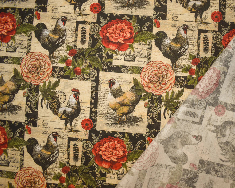 Suzanne Nicoll | French Rooster Printed Quilting Fabric – 100% French Cotton Woven