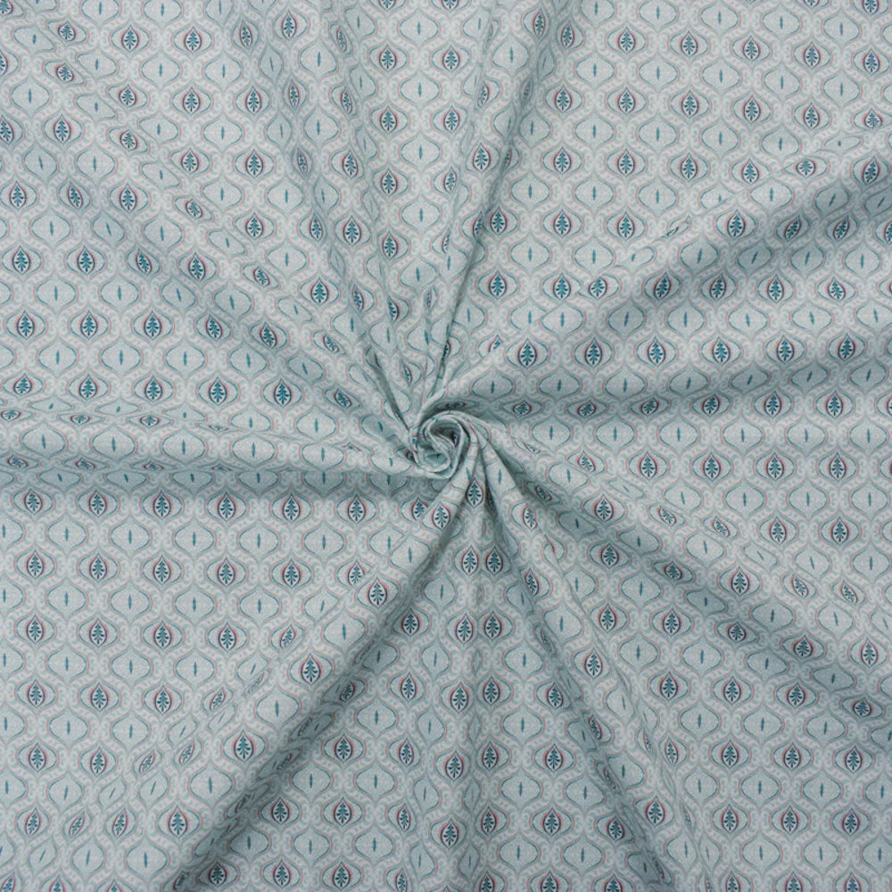 Nicole Tamarin | White Teal Multi Printed Quilting Fabric – 100% Woven Cotton
