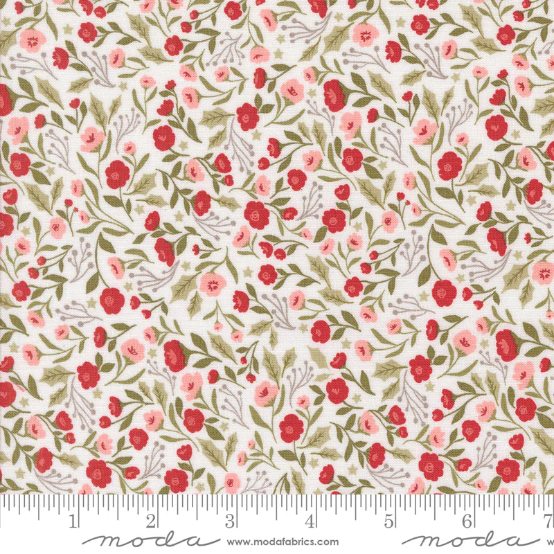 Lella Boutique | Christmas Posies On Snow - 100% Cotton
