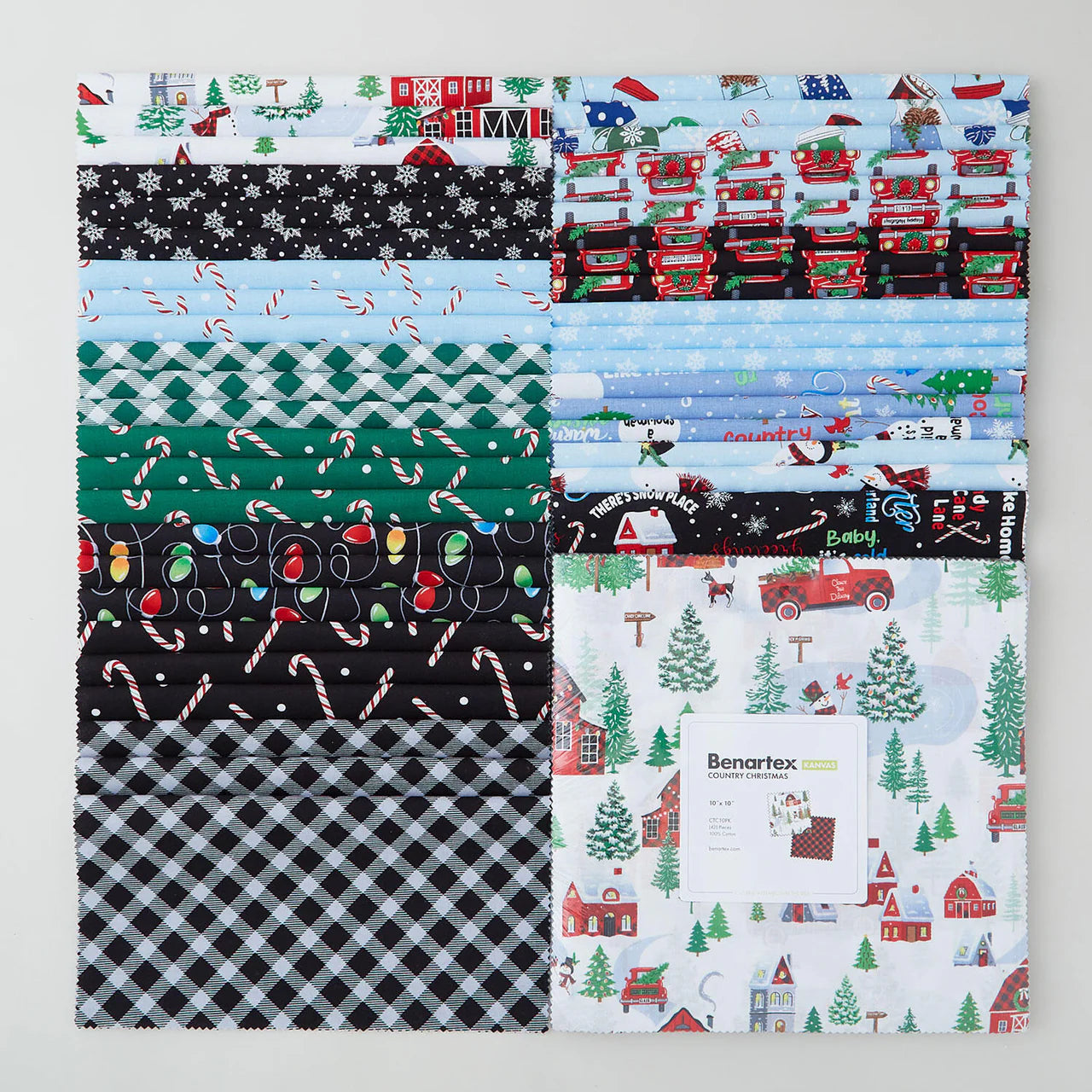 10" x 10" Country Christmas Squares - 100% Cotton (42 Count)