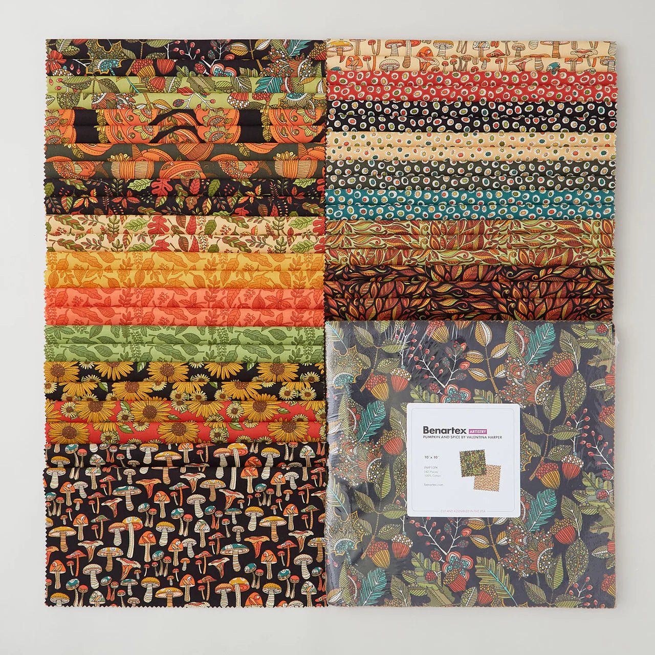 10" x 10" Pumpkin & Spice Squares - 100% Cotton (42 Count)