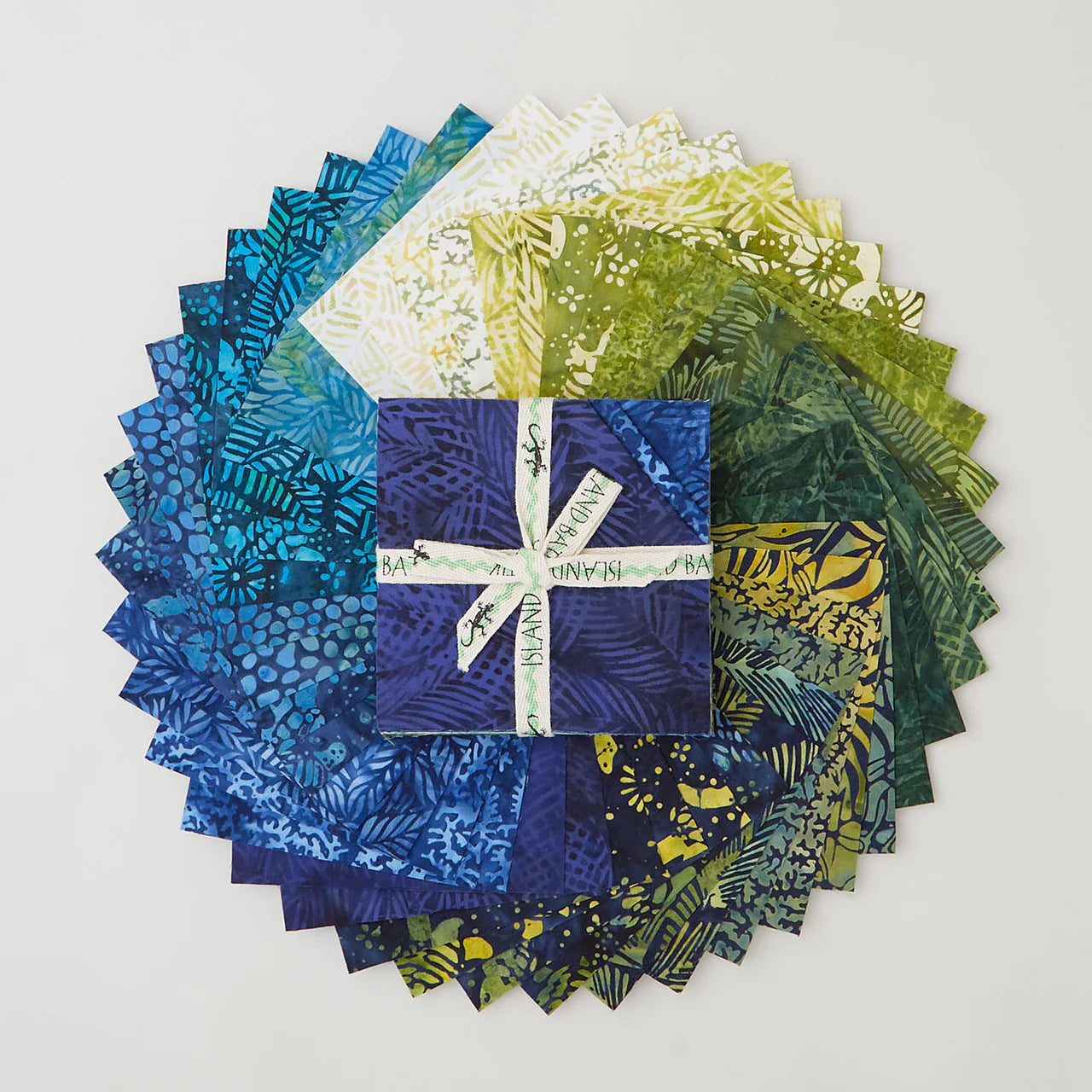 5" x 5" Turtle Cove Batik Fabric Squares - 100% Cotton (42 Count)
