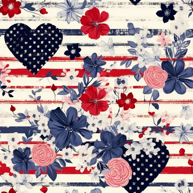 Patriotic Shabby Chic - 100% Cotton