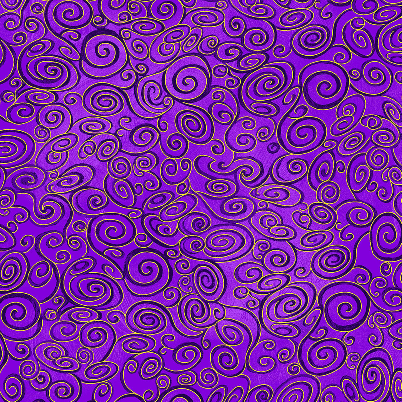 Purple Gold Swirls - 100% Cotton