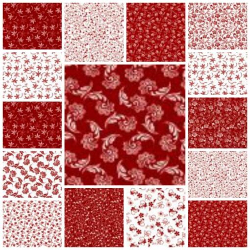 10" x 10" Red & White Toile-Inspired Floral Squares (32 Count)